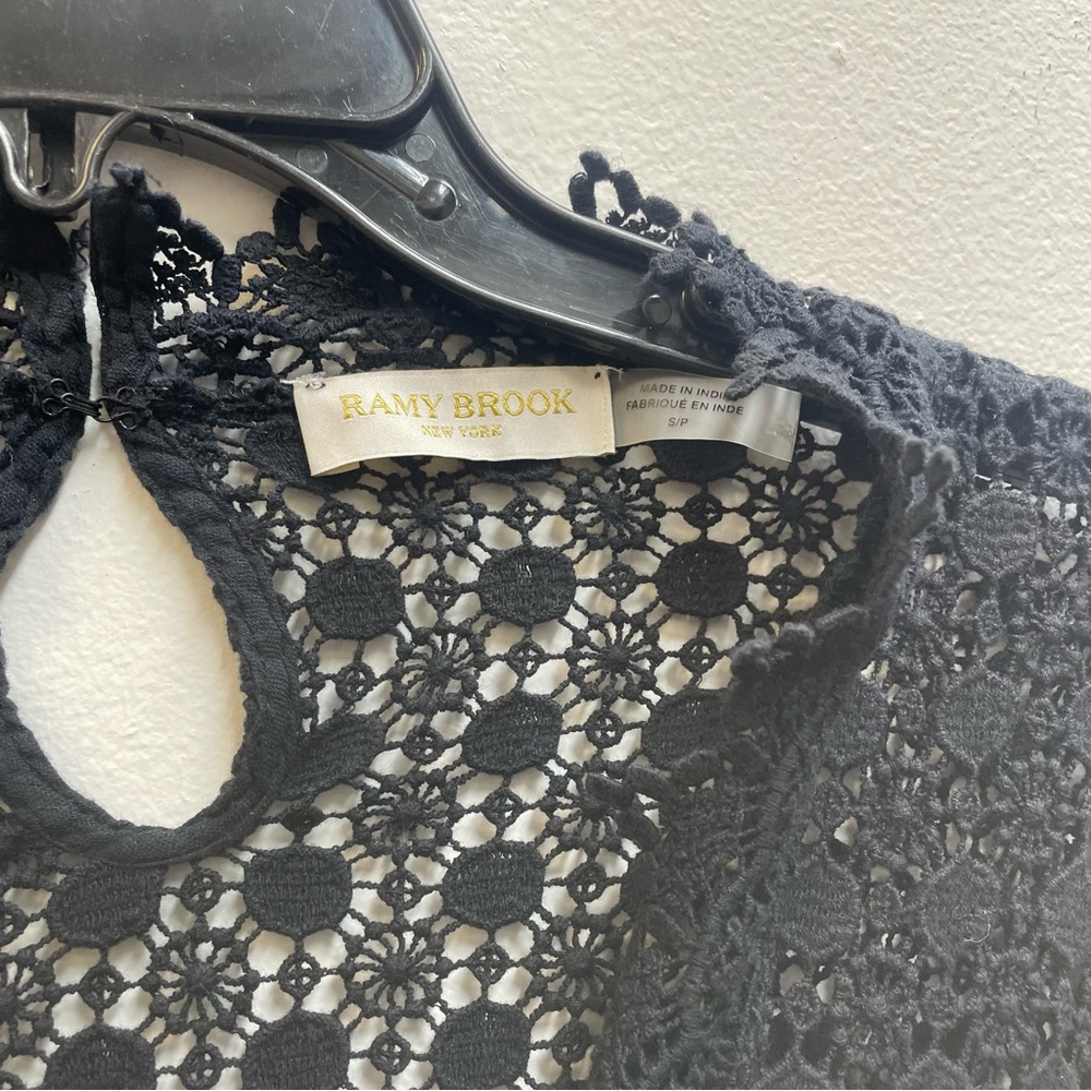 NWOT Ramy Brook Hilary Ballon-Sleeve Embroidered Romper in Black size S - Picture 9 of 11